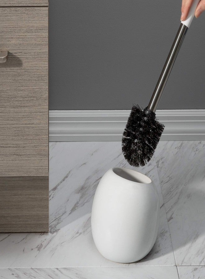 Bath Bliss Ceramic Dome Brush & Holder Set, Decorative, Modern, Freestanding, Heavy Duty Cleaning Toilet-Brushes, (Pack of 1), White - Image 3