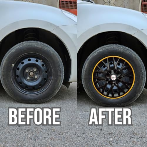 PRIGAN Alto 800 Black Yellow Wheel Cover 12", for Alto 800 (Set of 4 Pcs) (Press Fitting) Model- GT Line Black Yellow 12 - Image 3