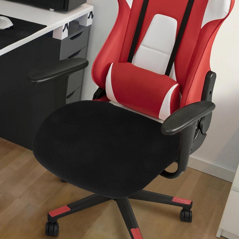 UKCOCO Office Chair Seat Cover and Cushion Protector, High Elasticity Stretch Polyester, Non-Slip Removable Washable Slipcover for Computer Desk and Gaming Chairs, Black, All-Season Use - Image 5