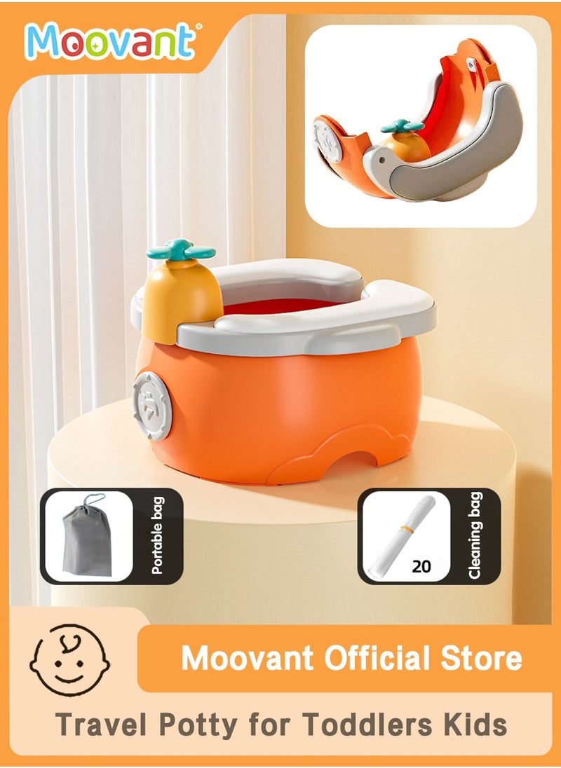 Moovant Kids Potty Training Seat with 20 Disposable Baggies, Portable Folding Mobile Toilet with PU Cushion, Car Emergency Toilet for Baby Girls Boys  - Image 1