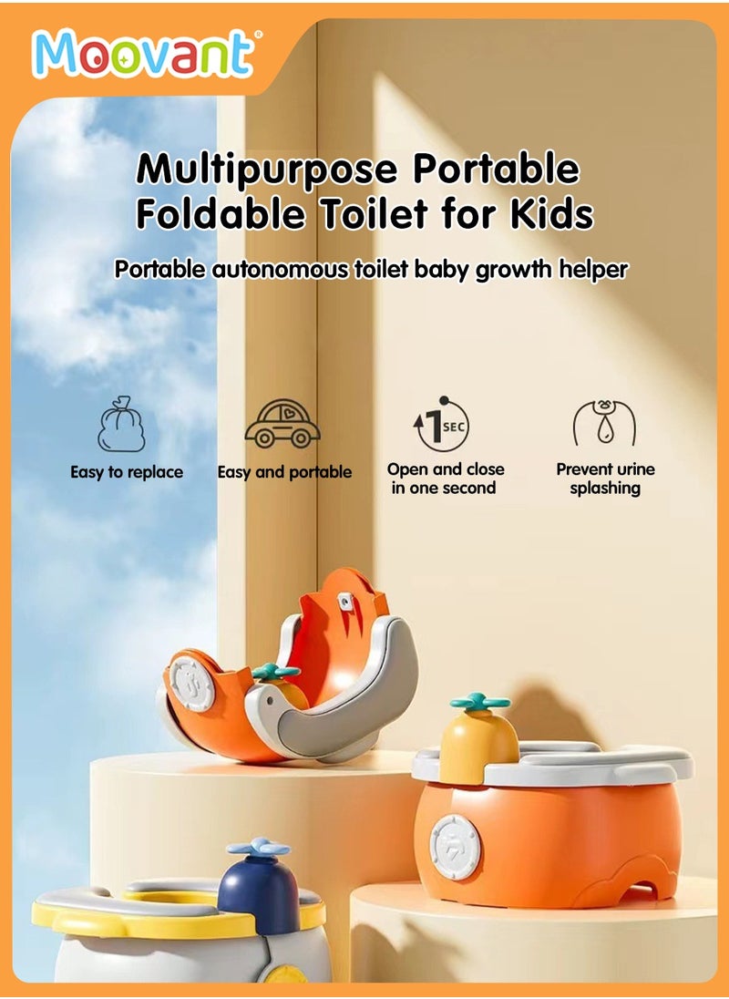Moovant Kids Potty Training Seat with 20 Disposable Baggies, Portable Folding Mobile Toilet with PU Cushion, Car Emergency Toilet for Baby Girls Boys  - Image 3