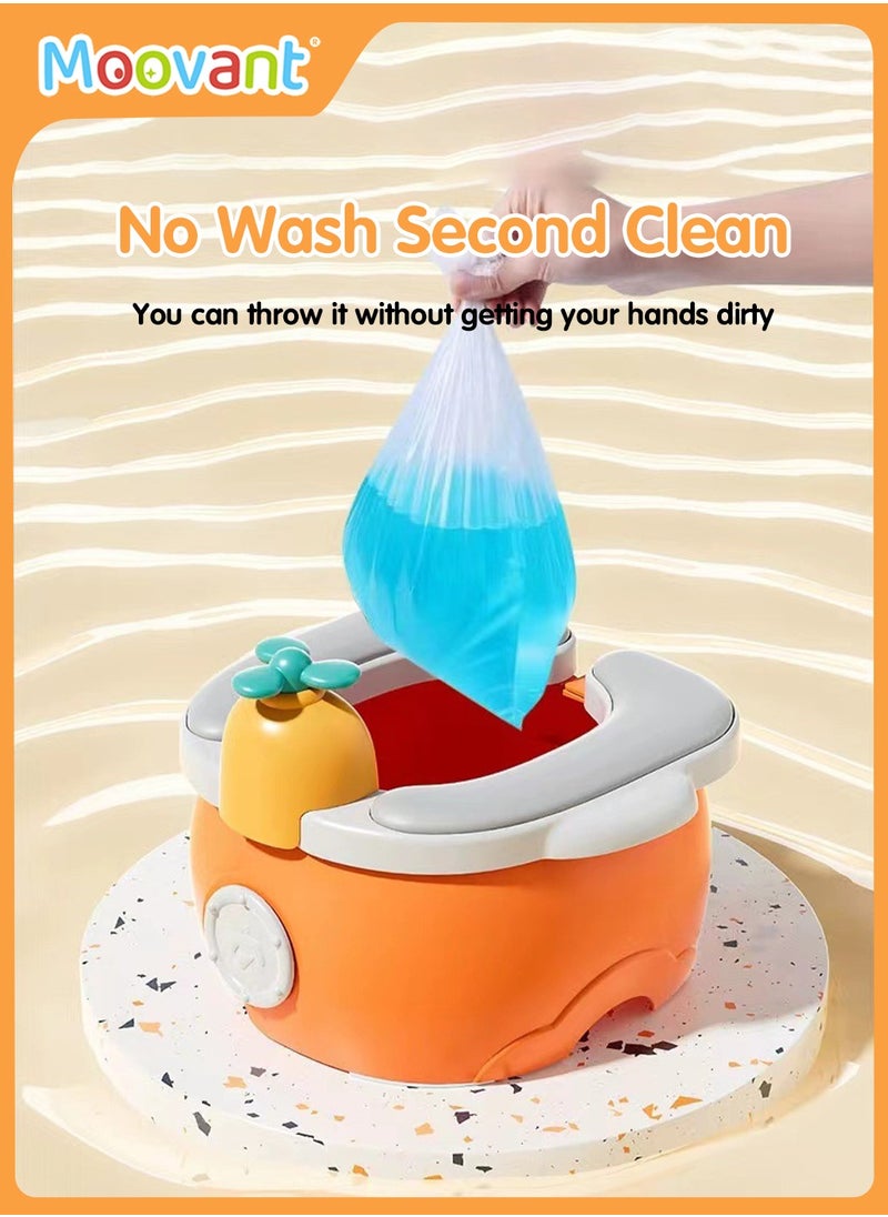 Moovant Kids Potty Training Seat with 20 Disposable Baggies, Portable Folding Mobile Toilet with PU Cushion, Car Emergency Toilet for Baby Girls Boys  - Image 5