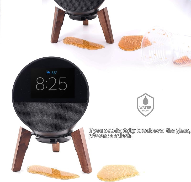Alloery Desk Speaker Stand Compatible for Echo Spot Wooden Legs Stand Protect Mount Holder for Smart Speaker (Black Walnut) - Image 3