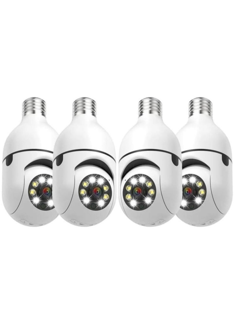 4Pack HD 1080P Wireless Light-Bulb Security Camera, Work with 2.4ghz&5ghz WiFi, Motion Auto Tracking, 2 Way Audio, Spotlight Night Vision, E27 Screw-in CCTV Camera (4pcs) - Image 1