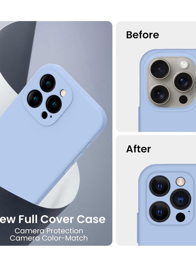 MUNTAQI Designed for iPhone 15 Pro Max Case, Silicone Upgraded [Camera Protection] for iPhone 15 ProMax Case with [2 Screen Protectors], Anti-Scratch Microfiber Lining, 6.7 inch, Light Blue - Image 3