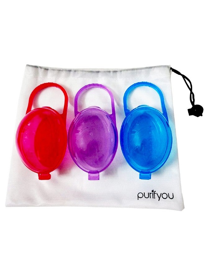 purifyou Purepouch Bpafree Pacifier And Nipple Shield Cases Set Of 3 Girl ; Case For Diaper Bag & Stroller ; Pacifier Box For Travel ; Keeps Baby’S Binkies Clean And Accessible By Purifyou - Image 1