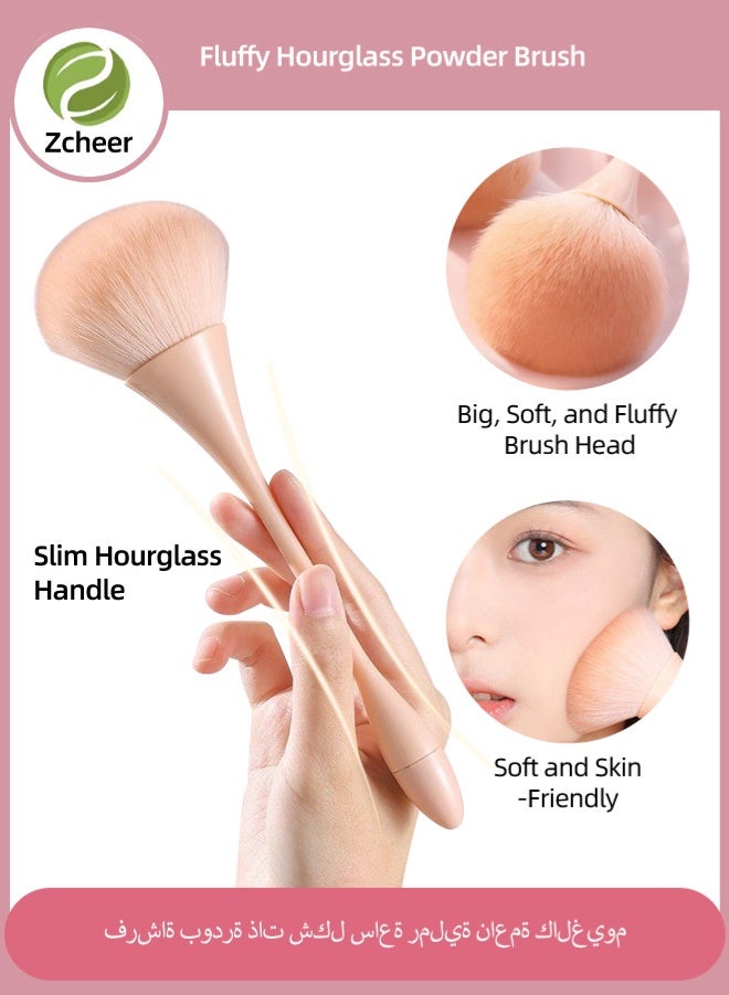 Zcheer 1pcs Large Mineral Powder Brush, Soft Fluffy Blush & Bronzer Brush, Professional Kabuki Makeup Brush, Nail Brush, Multi-Functional Face Brush-Pink - Image 1
