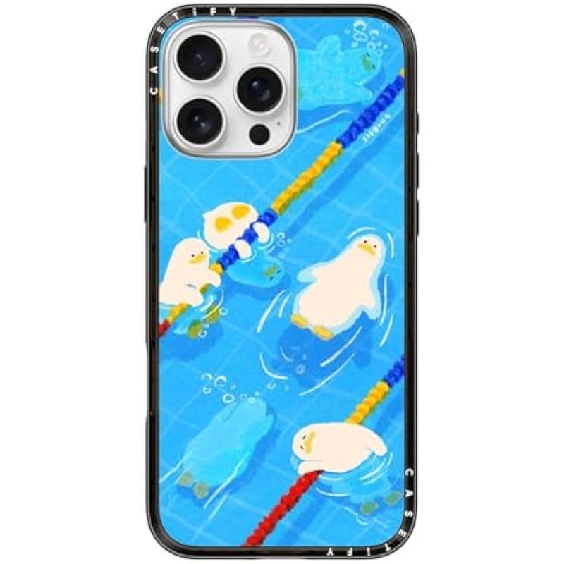 Casetify Compact Magsafe iPhone 16 Pro Max Case 【Lightweight/Slim Fit/Compatible with Magsafe】 - POOL Time - Clear Black - Image 1