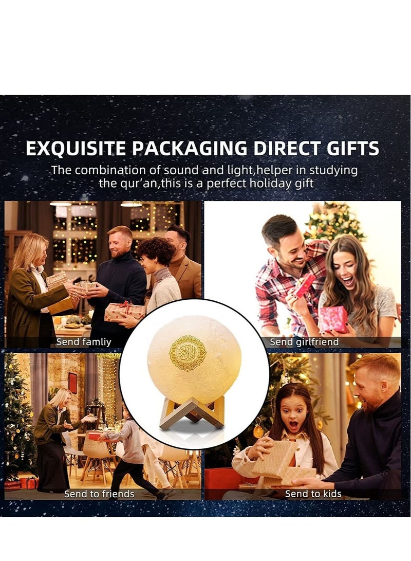 راكسوم مكبر صوت مصباح القمر للقرآن - مصباح جالاكسي بإضاءة ليلية للأطفال 7 ألوان LED ثلاثية الأبعاد ضوء القمر مع حامل، جهاز التحكم عن بعد واللمس والتطبيق، USB قابل لإعادة الشحن لتلاوة القرآن الكريم هدايا عيد مبارك للحج (أ) - Image 3