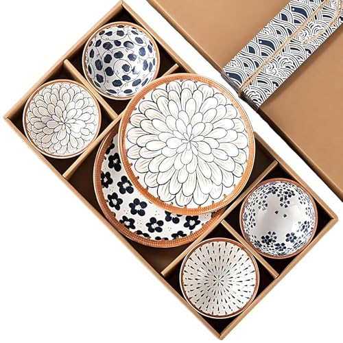 DANSR Ceramic Dinner Set with Plates & Bowls (6 Pieces) – Microwave & Dishwasher Safe Porcelain Crockery Set for Home, Design Dinnerware Set, Plates and Bowls Set for Dining, Housewarming & Gift - Image 1