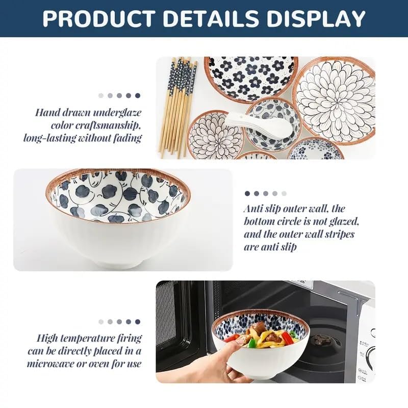 DANSR Ceramic Dinner Set with Plates & Bowls (6 Pieces) – Microwave & Dishwasher Safe Porcelain Crockery Set for Home, Design Dinnerware Set, Plates and Bowls Set for Dining, Housewarming & Gift - Image 4