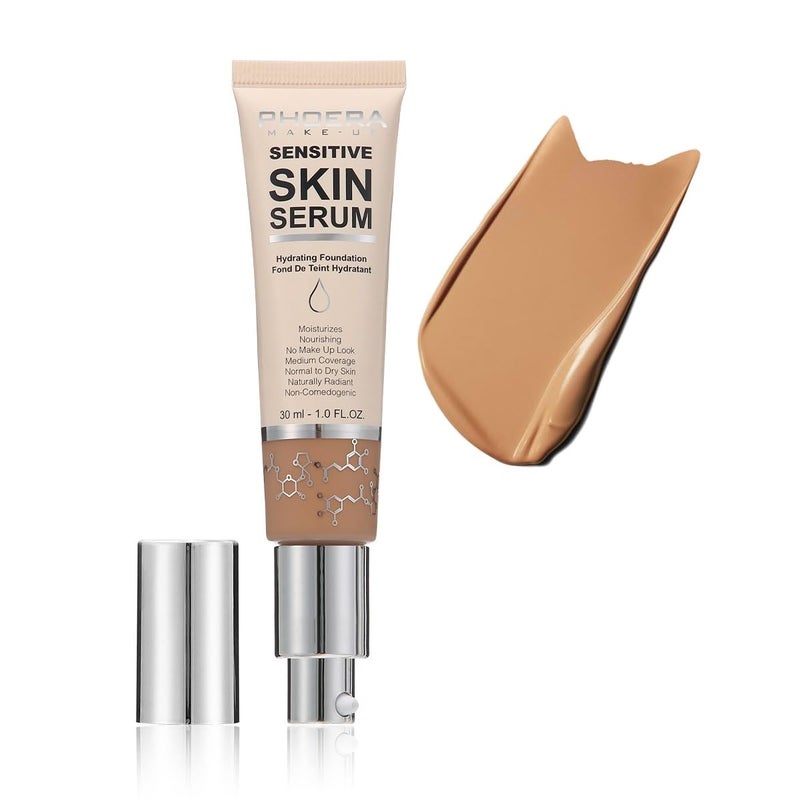 JISKG PHOERA Hydrating Serum Foundation,Flawless Full Coverage and Hypoallergenic Makeup Base Foundation. (N04 Sand, norm) - Image 1