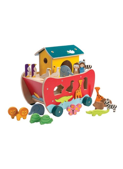 Wooden Noah’S Ark Animal Shape Sorter Toy Encourages Imaginative Play Improves Recognition And Problem Solving Skills 18M +