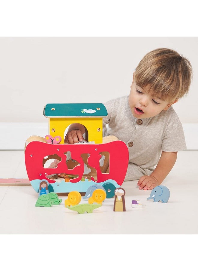 Wooden Noah’S Ark Animal Shape Sorter Toy Encourages Imaginative Play Improves Recognition And Problem Solving Skills 18M +