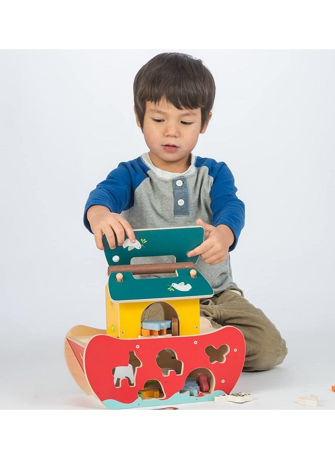 Wooden Noah’S Ark Animal Shape Sorter Toy Encourages Imaginative Play Improves Recognition And Problem Solving Skills 18M +