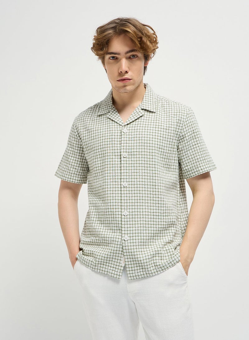 THE BEAR HOUSE Cotton Shirt for Men | Slim Fit, Short Sleeve, Casual or Formal Button-Down | Soft, Breathable Fabric for Work, Everyday, & All-Season Wear in Stylish - Image 1