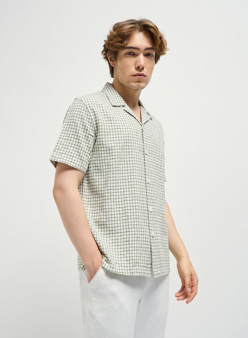 THE BEAR HOUSE Cotton Shirt for Men | Slim Fit, Short Sleeve, Casual or Formal Button-Down | Soft, Breathable Fabric for Work, Everyday, & All-Season Wear in Stylish - Image 4