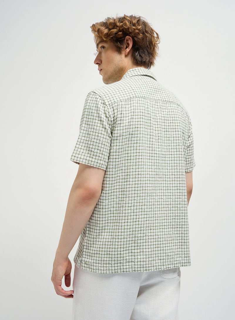THE BEAR HOUSE Cotton Shirt for Men | Slim Fit, Short Sleeve, Casual or Formal Button-Down | Soft, Breathable Fabric for Work, Everyday, & All-Season Wear in Stylish - Image 5