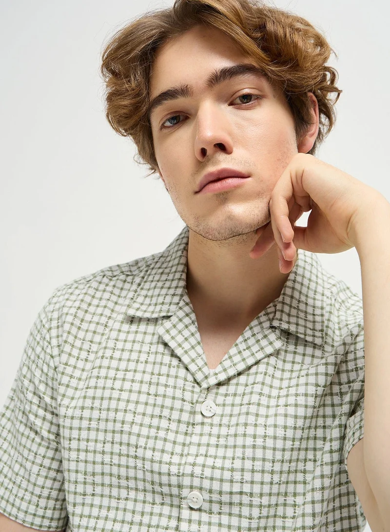 THE BEAR HOUSE  Cotton Shirt for Men | Slim Fit, Short Sleeve, Casual or Formal Button-Down | Soft, Breathable Fabric for Work, Everyday, & All-Season Wear in Stylish for Men | Best Price UAE