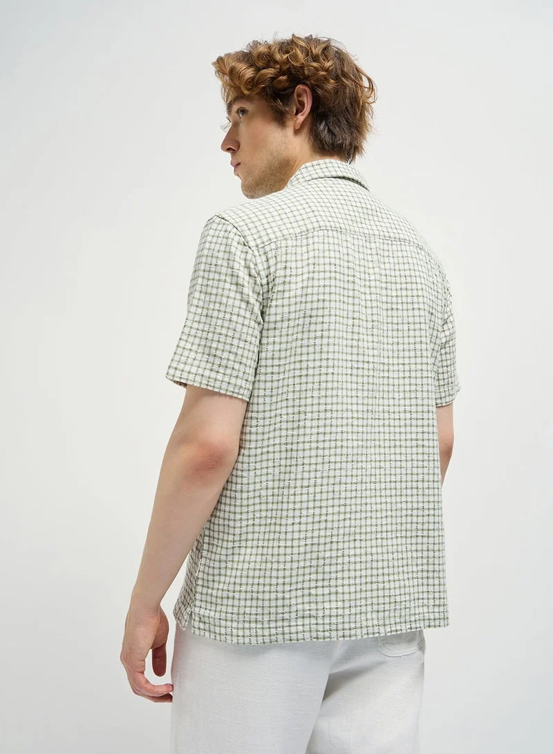 THE BEAR HOUSE  Cotton Shirt for Men | Slim Fit, Short Sleeve, Casual or Formal Button-Down | Soft, Breathable Fabric for Work, Everyday, & All-Season Wear in Stylish for Men | Best Price UAE