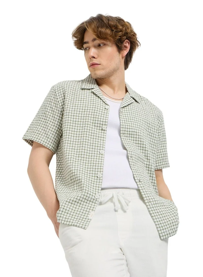 THE BEAR HOUSE  Cotton Shirt for Men | Slim Fit, Short Sleeve, Casual or Formal Button-Down | Soft, Breathable Fabric for Work, Everyday, & All-Season Wear in Stylish for Men | Best Price UAE