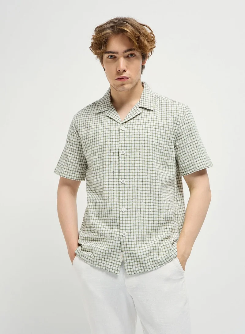 THE BEAR HOUSE  Cotton Shirt for Men | Slim Fit, Short Sleeve, Casual or Formal Button-Down | Soft, Breathable Fabric for Work, Everyday, & All-Season Wear in Stylish for Men | Best Price UAE