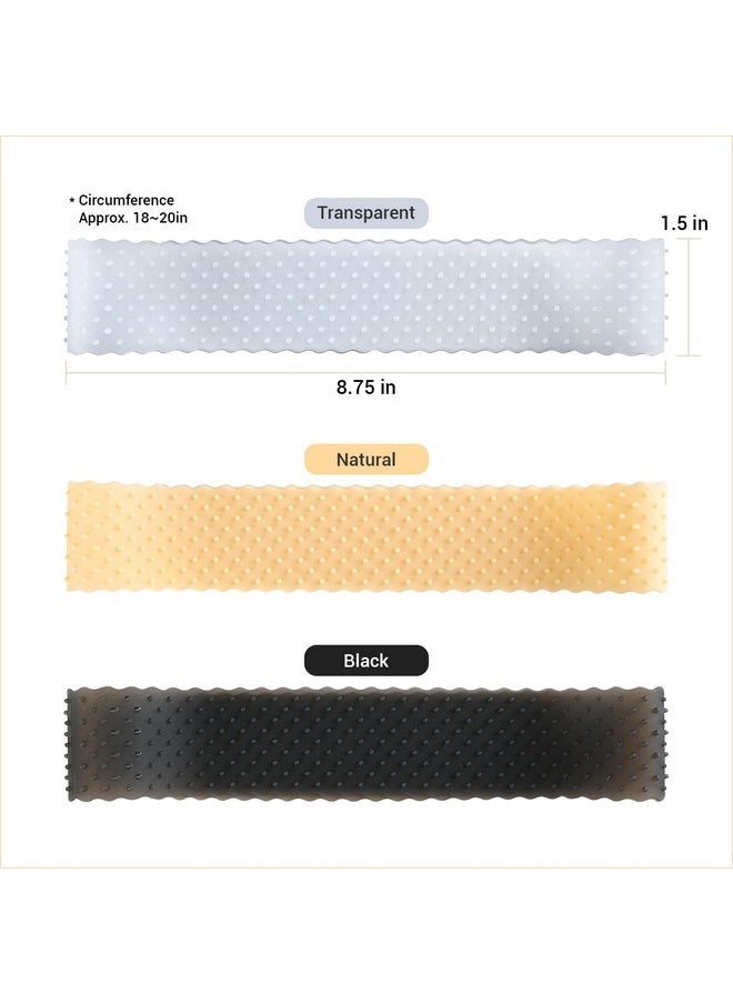STUDIO LIMITED Tudio Limited Flexible Silicone Non Slip Wig Band Silicone Wig Hold Wigs Grip Head Band Non Slip Transparent Wigs Men Women Sports Yoga (Natural 2 Wig Bands & 2 Pcs Wig Caps)  - Image 3