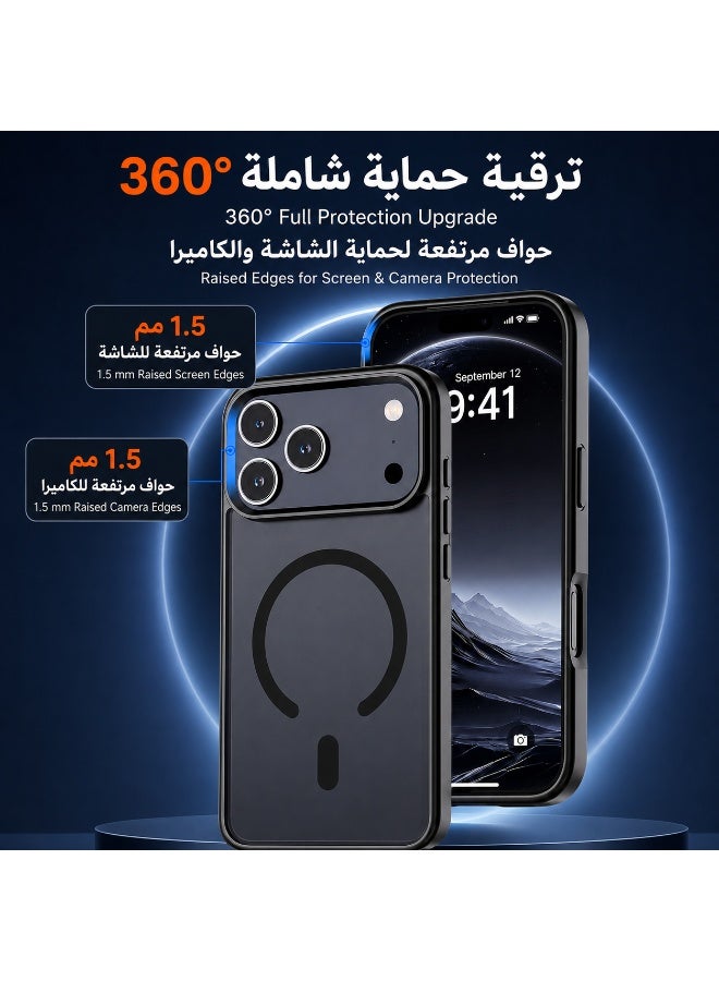 ORYXA iPhone 17 Pro Case, 2 IN 1 Magnetic Phone Cover + Screen Protector, For iPhone 17 Pro, Compatible with MagSafe, Translucent Matte Shockproof Cover, Slim Full Protection, Black - Image 4