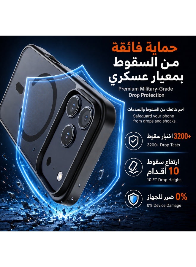 ORYXA iPhone 17 Pro Case, 2 IN 1 Magnetic Phone Cover + Screen Protector, For iPhone 17 Pro, Compatible with MagSafe, Translucent Matte Shockproof Cover, Slim Full Protection, Black - Image 3