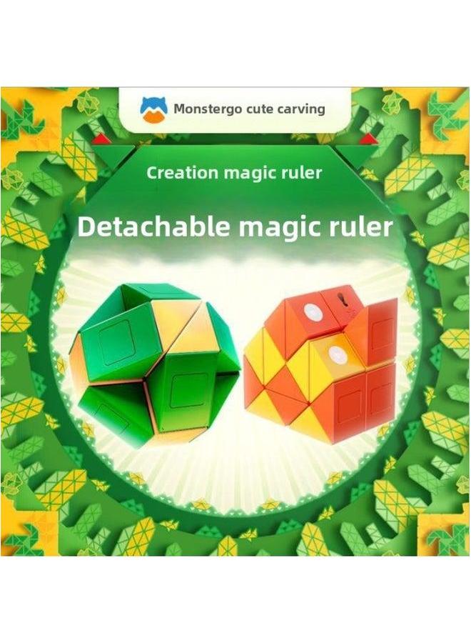Gan Moe Engraved Magic Ruler 24 Segment Created Snake MG TwistPuzzle Varieties Children's Toy-Color:MG Premium Version (Red Orange) - Image 2