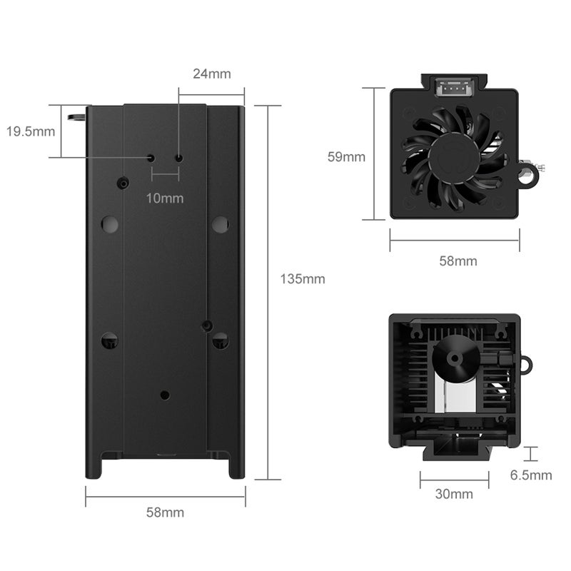 20W Engraver Module: Black 4-Beam Compression Technology - Eye Protection Design Module for Two Trees TS2-10 Engraver - Image 2