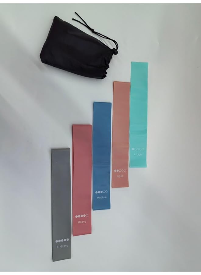 Elete Exercise Resistance Bands Set Of 5 Resistance Loops Extra Light To Extra Heavy Resistance fot strenth training, yoga, exercise