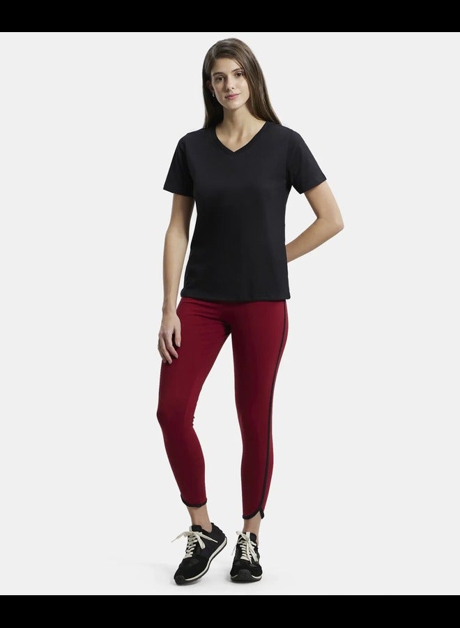 Jockey AW89 Women's Super Combed Cotton Rich Fabric Relaxed Fit V-Neck Half Sleeve T-Shir