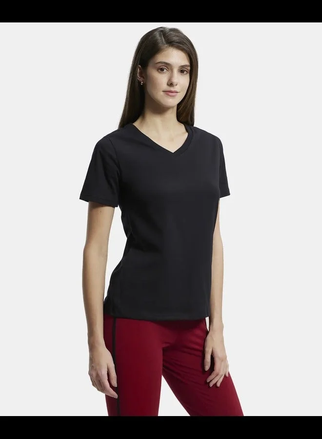 جوكي تيشيرت نسائي قطن فائق النعومة بياقة  وأكمام قصيرة