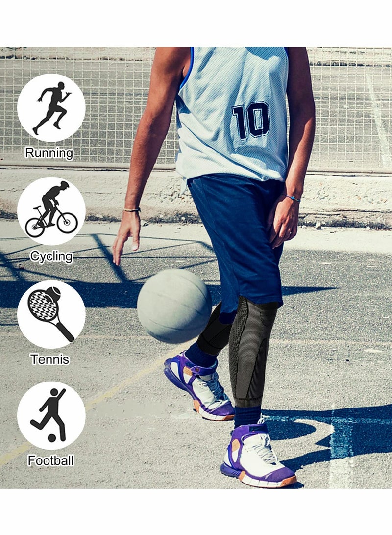 كاست ويف Leg Compression Sleeve Full Leg  Long Knee Brace for Men Women Knee Support Protector for Running,Weightlifting, Workout, Joint Pain Relief, Meniscus Tear, Arthritis, Tendinitis 2 Pack - Image 2