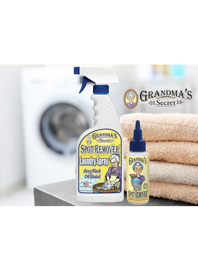 Grandma's Secret رذاذ إزالة البقع من الغسيل - خالي من الكلور والمبيضات والسموم للملابس - مزيل بقع الأقمشة يزيل الزيت والدهان والدم وبقع الحيوانات الأليفة - 16 أونصة و 2 أونصة مجموعة مزدوجة - Image 5