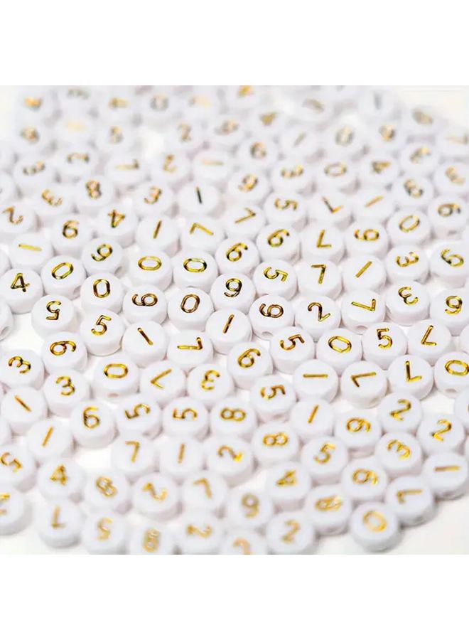 100pcs Round Acrylic Number Beads Gold Glitter White For Jewelry Making DIY Crafts - Image 5