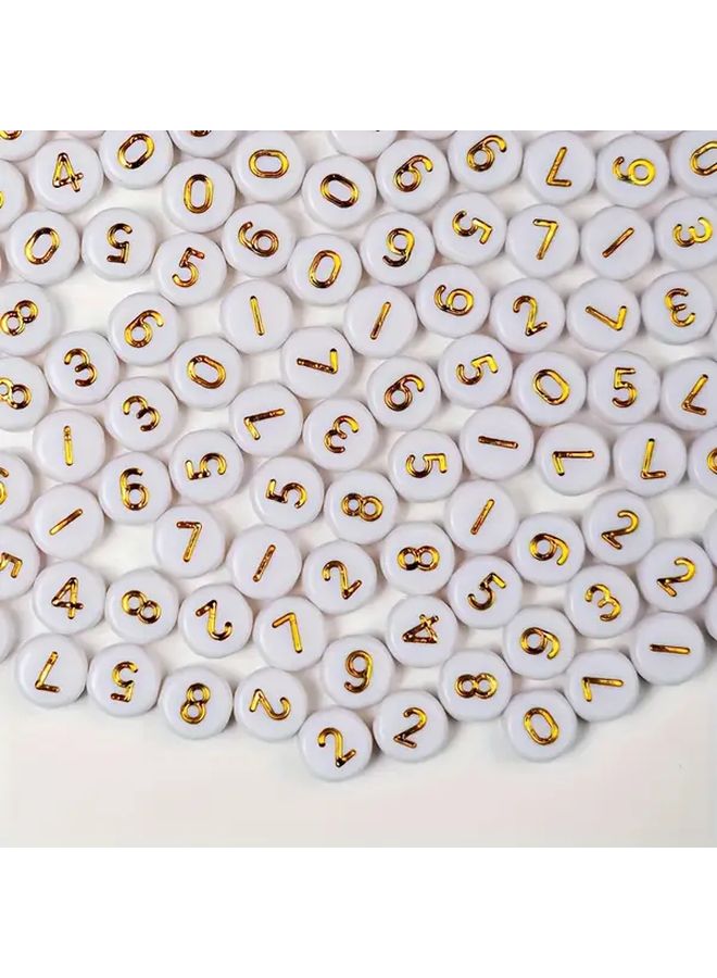 100pcs Round Acrylic Number Beads Gold Glitter White For Jewelry Making DIY Crafts - Image 2