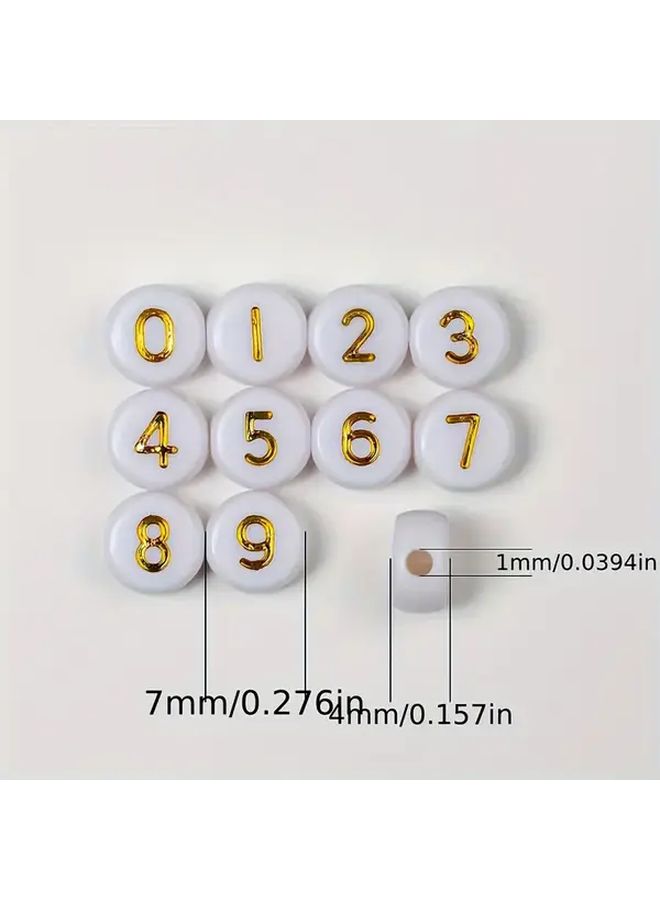100pcs Round Acrylic Number Beads Gold Glitter White For Jewelry Making DIY Crafts - Image 4
