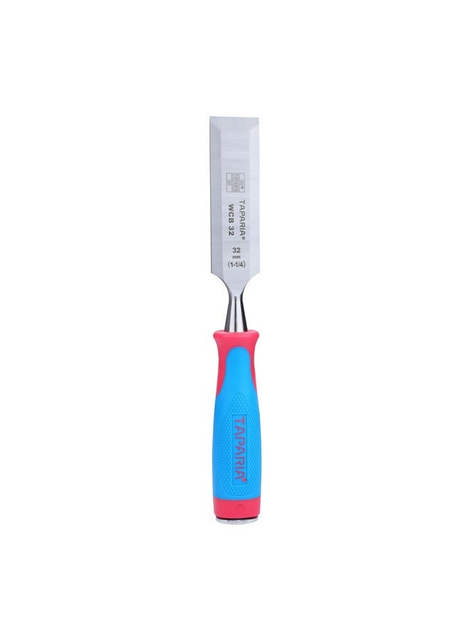 Taparia WCB32 Steel (32mm) Bevelled Edge Chisel (Blue and Silver) - Image 1
