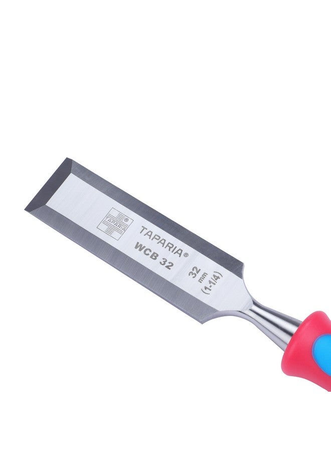 Taparia WCB32 Steel (32mm) Bevelled Edge Chisel (Blue and Silver) - Image 2