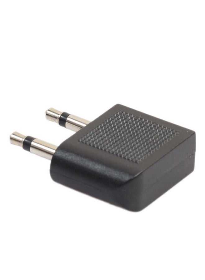 Female Jack To Dual Male Plug Airplane Earphone Audio Adapter Black - Image 2