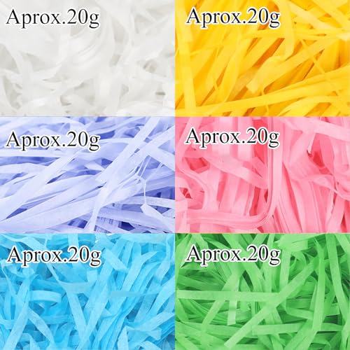Gloreyan 6 Colors/4.3oz Easter Grass Shredded Paper Filler Raffia Paper Filler for Easter Gift Wrapping Basket Filling Birthdays Weddings Party Supply - Image 2