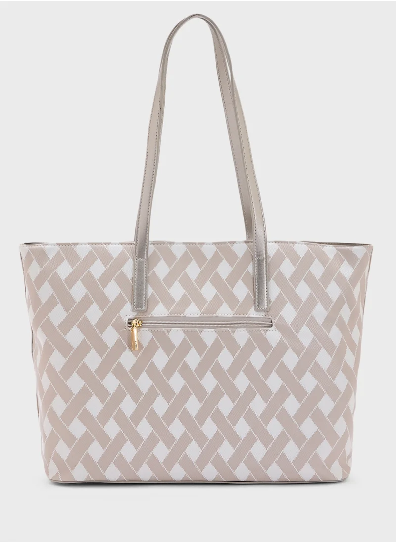 ايلا 2 In 1 Printed Large Tote Bag With Coin Pouch