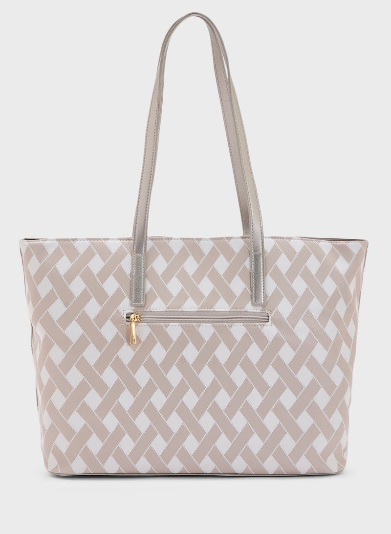 ELLA 2 In 1 Printed Large Tote Bag With Coin Pouch  - Image 2