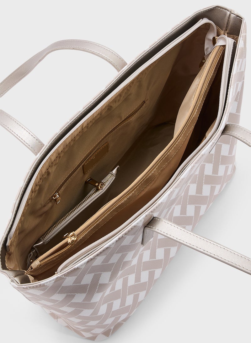 ELLA 2 In 1 Printed Large Tote Bag With Coin Pouch  - Image 5