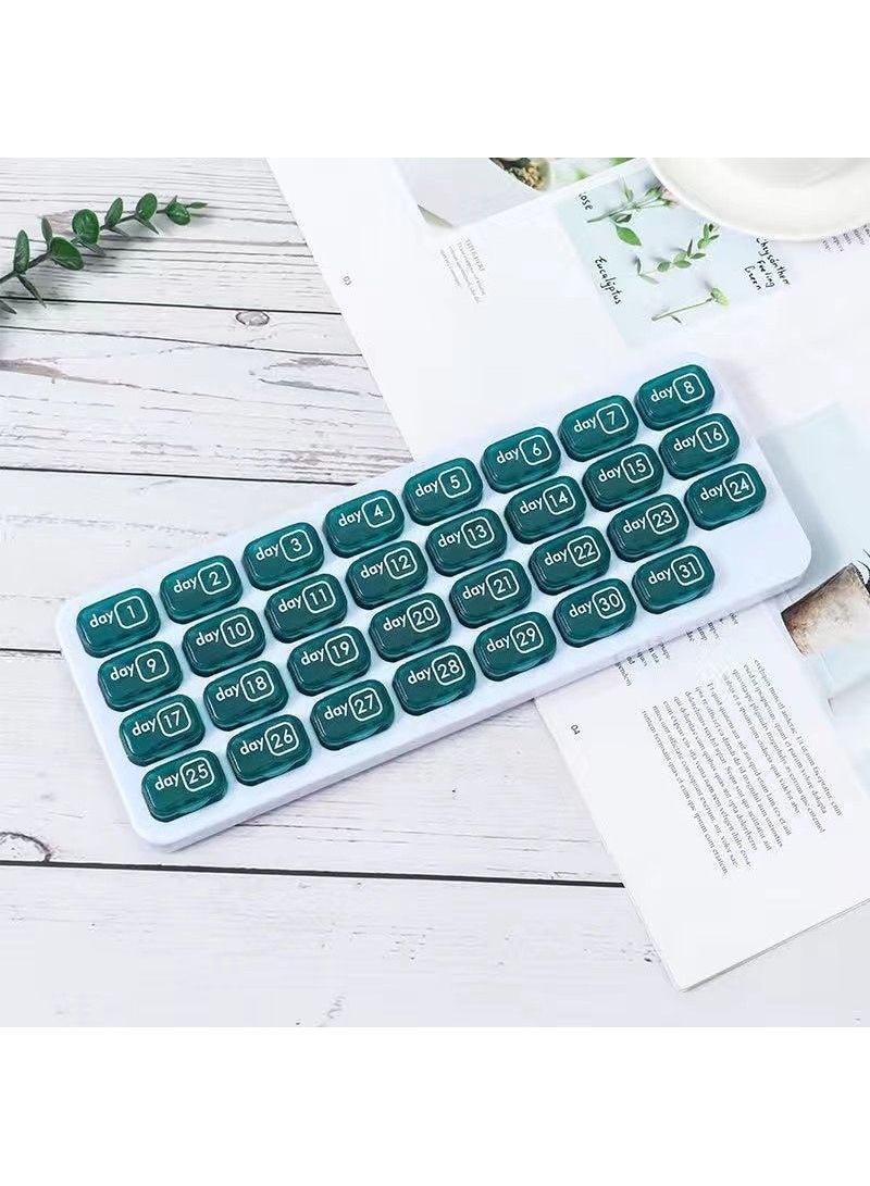 lebonaer Monthly Pill Organizer - 31 Day Pill Organizer with Large Removable Medication Pods, Portable Pill Case Box and Holder for Daily Medicine and Vitamins, Great for Travel （Green） - Image 2