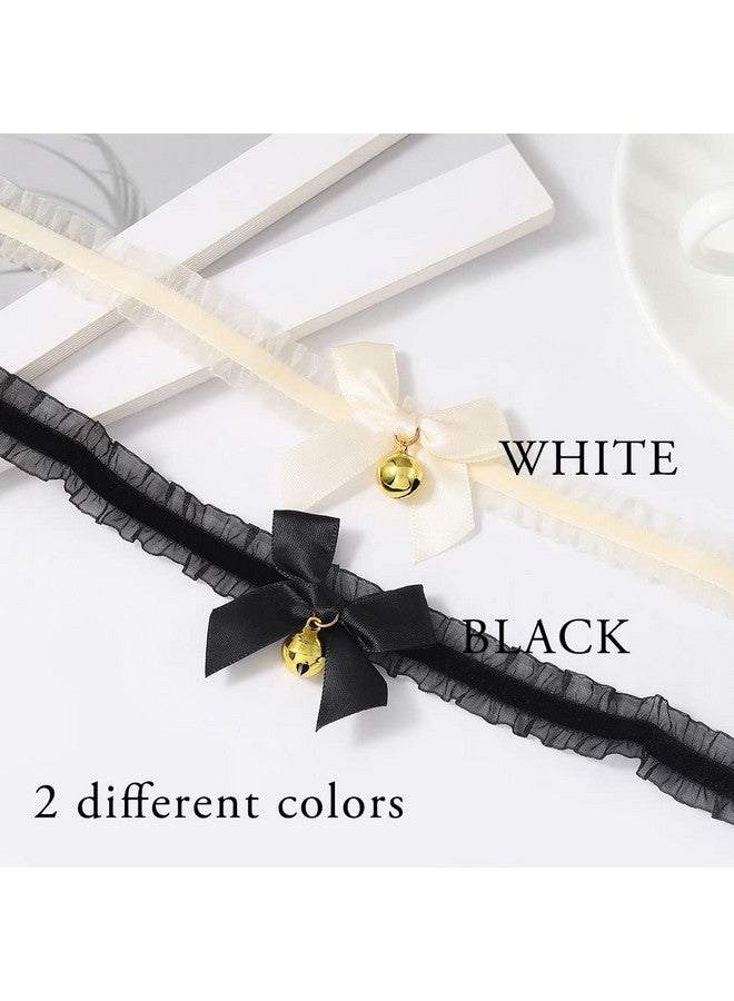 JEAIRTS Gothic Lace Choker Necklace With Bell Velvet Bow-Knot Necklaces Lolita Party Costume Chain Necklace For Women And Girls (2-White)  - Image 5