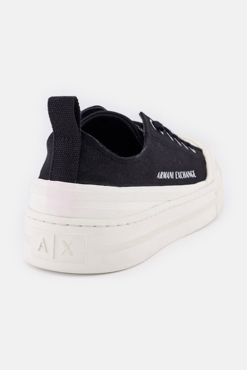 armani AX Armani Exchange Women Brand Logo Lace Up Casual Shoes, Black - Image 4