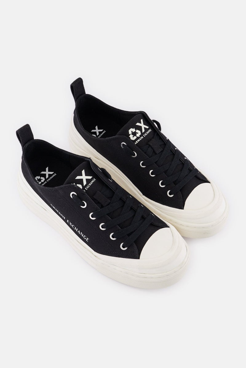 armani AX Armani Exchange Women Brand Logo Lace Up Casual Shoes, Black - Image 2